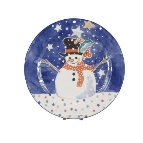 Noritake Epoch Set of 3 - 9 x 1 Blue Multi Mr. Snowman E115 Salad Plate