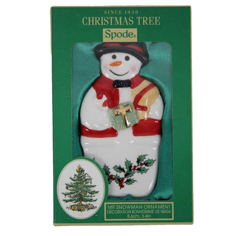 Spode NEW $30 White Red Green Black Mr Snowman 3.5" Ornament