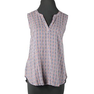 Eddie Bauer NEW $50 Sz M White Red Multi Color Sunrise Popover 100% Rayon Top