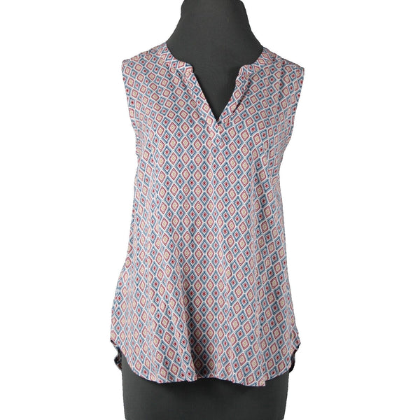 Eddie Bauer NEW $50 Sz M White Red Multi Color Sunrise Popover 100% Rayon Top
