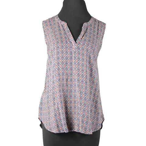 Eddie Bauer NEW $50 Sz M White Red Multi Color Sunrise Popover 100% Rayon Top