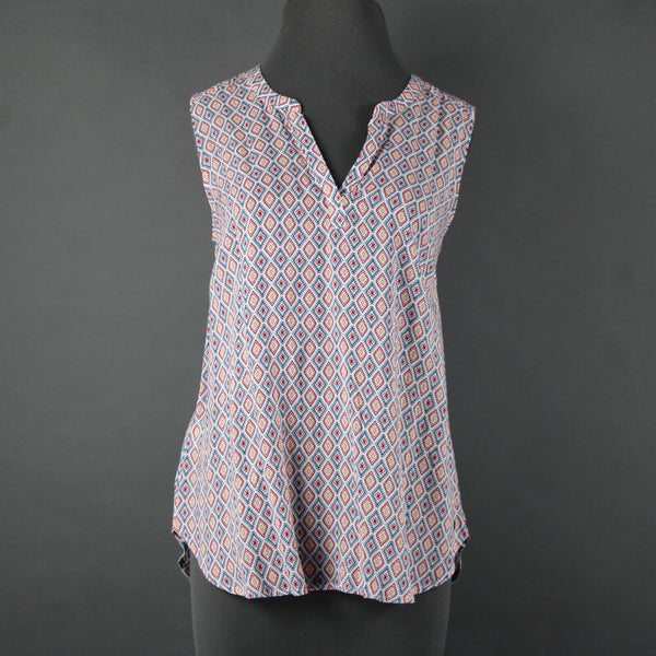 Eddie Bauer NEW $50 Sz M White Red Multi Color Sunrise Popover 100% Rayon Top