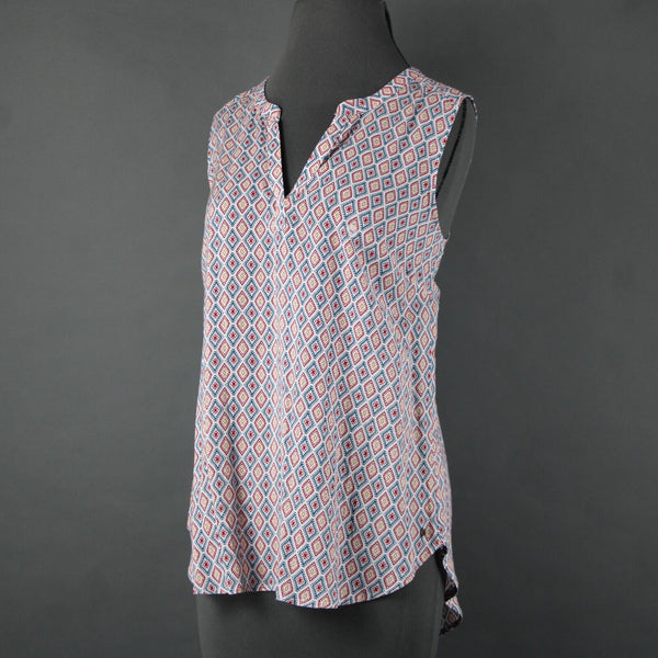 Eddie Bauer NEW $50 Sz M White Red Multi Color Sunrise Popover 100% Rayon Top