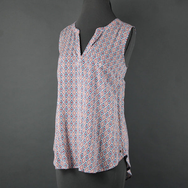 Eddie Bauer NEW $50 Sz M White Red Multi Color Sunrise Popover 100% Rayon Top