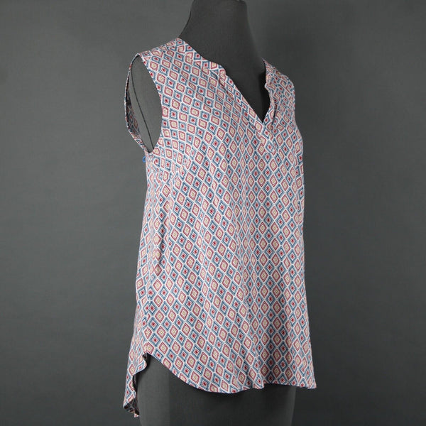 Eddie Bauer NEW $50 Sz M White Red Multi Color Sunrise Popover 100% Rayon Top
