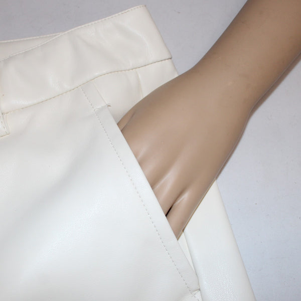 LBLC Pant The Label Sz S x 27.5  White Pockets Ankle 100% Polyester Pant