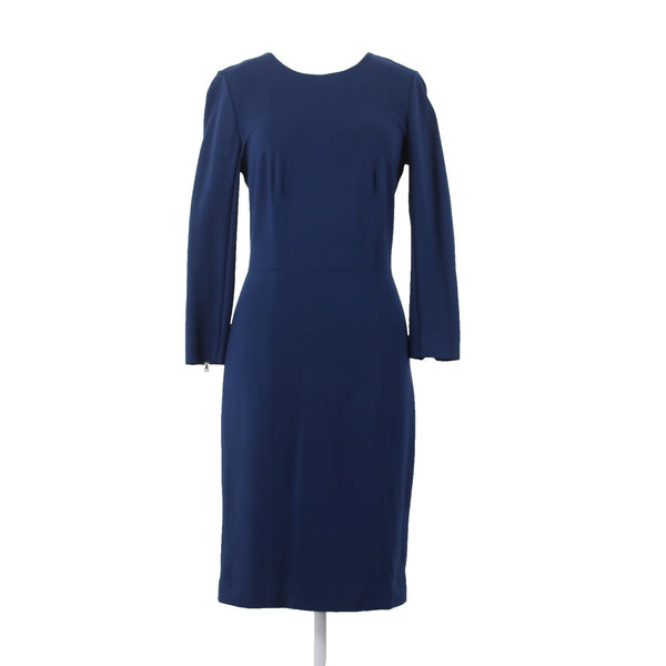 J Crew Dress Sz 2 Navy Blue Zipper Pencil Viscose Nylon Elastane Dress