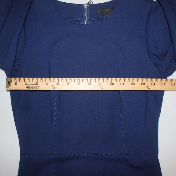 J Crew Dress Sz 2 Navy Blue Zipper Pencil Viscose Nylon Elastane Dress