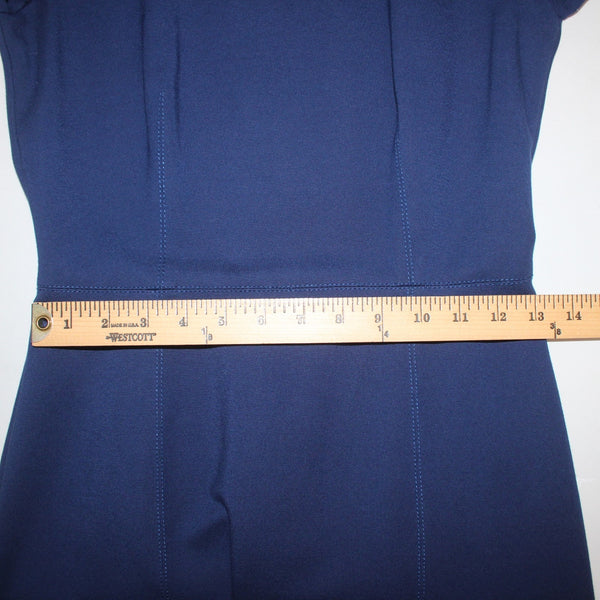 J Crew Dress Sz 2 Navy Blue Zipper Pencil Viscose Nylon Elastane Dress