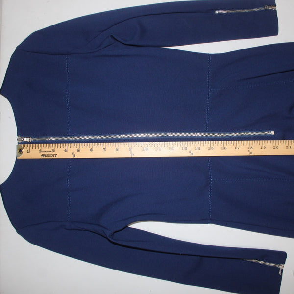 J Crew Dress Sz 2 Navy Blue Zipper Pencil Viscose Nylon Elastane Dress