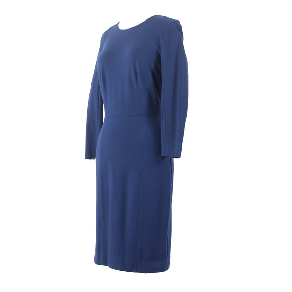 J Crew Dress Sz 2 Navy Blue Zipper Pencil Viscose Nylon Elastane Dress