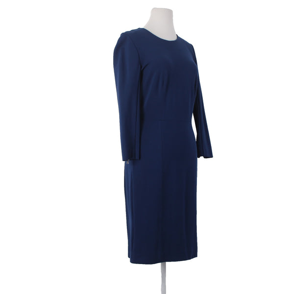 J Crew Dress Sz 2 Navy Blue Zipper Pencil Viscose Nylon Elastane Dress