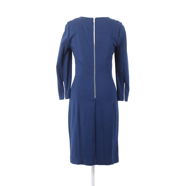 J Crew Dress Sz 2 Navy Blue Zipper Pencil Viscose Nylon Elastane Dress