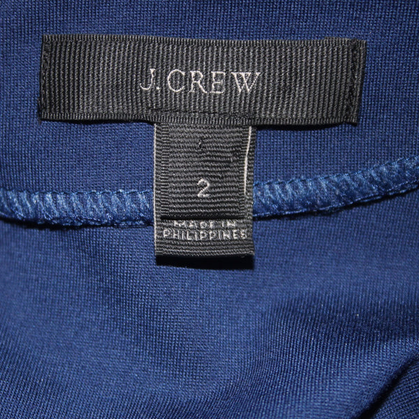 J Crew Dress Sz 2 Navy Blue Zipper Pencil Viscose Nylon Elastane Dress