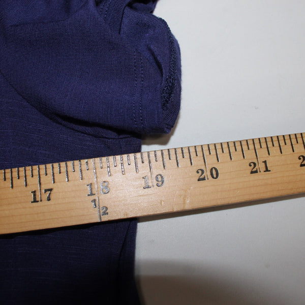 J Jill Dress Sz M Navy Blue Short Sleeve Pockets Maxi Rayon Spandex Dress