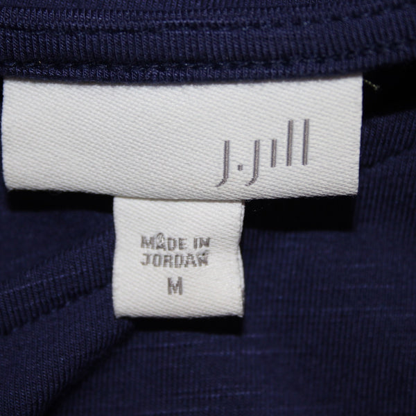 J Jill Dress Sz M Navy Blue Short Sleeve Pockets Maxi Rayon Spandex Dress