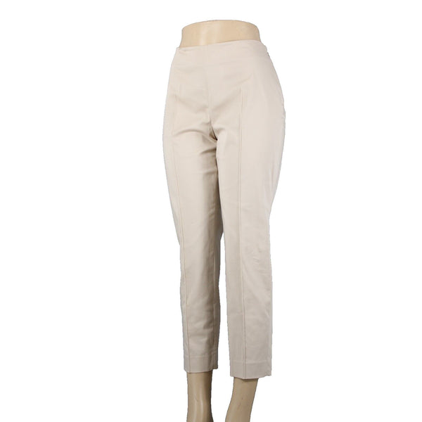 Akris Bergdorf Goodman Sz 8 x 26 Tan Straight Leg Side Zip Cotton Capri Pant