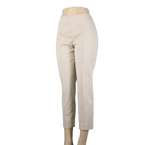 Akris Bergdorf Goodman Sz 8 x 26 Tan Straight Leg Side Zip Cotton Capri Pant