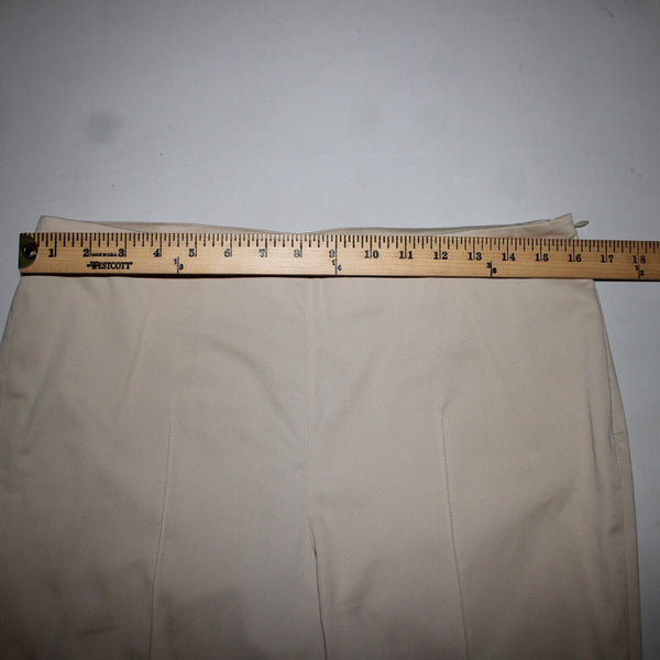 Akris Bergdorf Goodman Sz 8 x 26 Tan Straight Leg Side Zip Cotton Capri Pant