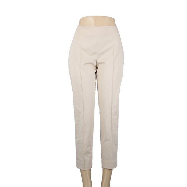 Akris Bergdorf Goodman Sz 8 x 26 Tan Straight Leg Side Zip Cotton Capri Pant