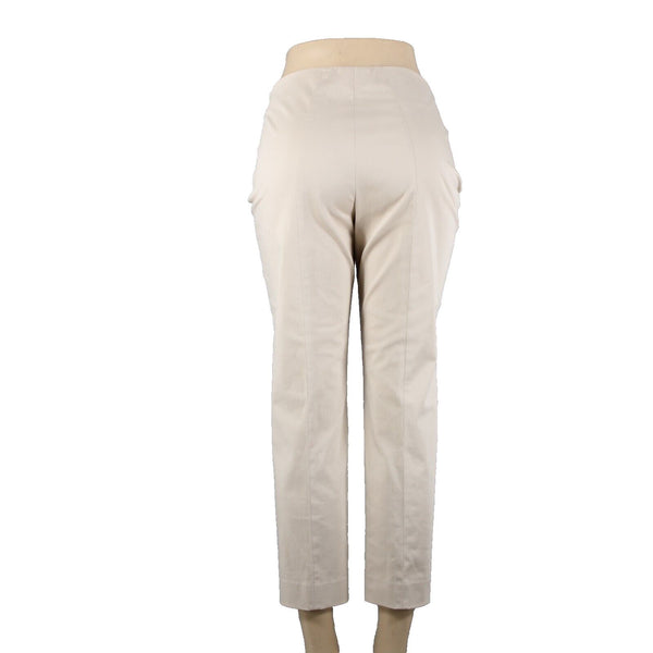 Akris Bergdorf Goodman Sz 8 x 26 Tan Straight Leg Side Zip Cotton Capri Pant