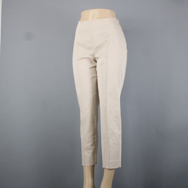 Akris Bergdorf Goodman Sz 8 x 26 Tan Straight Leg Side Zip Cotton Capri Pant