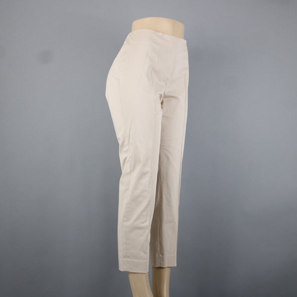 Akris Bergdorf Goodman Sz 8 x 26 Tan Straight Leg Side Zip Cotton Capri Pant