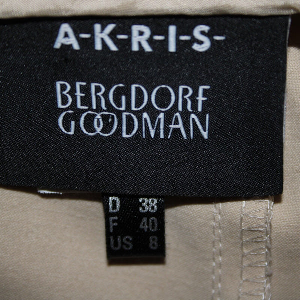 Akris Bergdorf Goodman Sz 8 x 26 Tan Straight Leg Side Zip Cotton Capri Pant