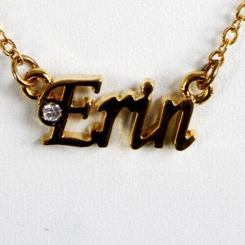 ERIN NEW Name Goldtone Rhinestone Accent 14.5" w 4.5" Multi Ring Ext Necklace