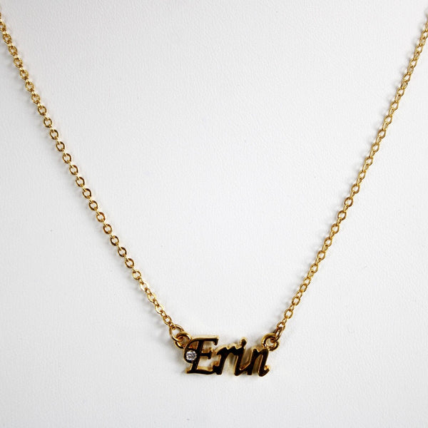 ERIN NEW Name Goldtone Rhinestone Accent 14.5" w 4.5" Multi Ring Ext Necklace