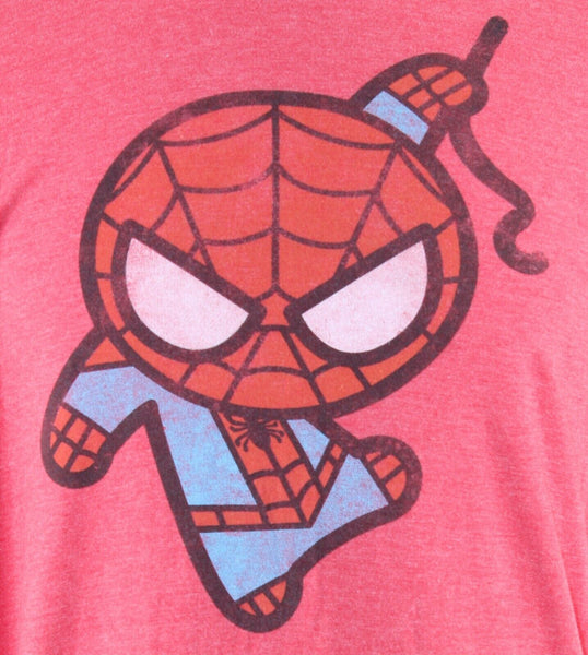 Marvel Mad Eng Sz XL Red Multi Spider Man Cotton Blend Short Sleeve T Shirt