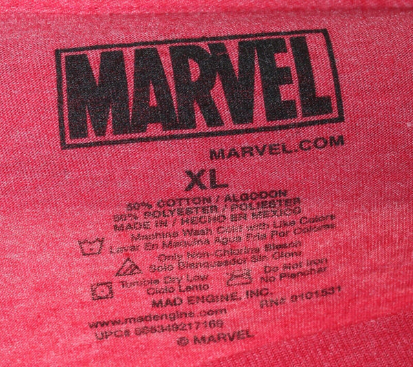 Marvel Mad Eng Sz XL Red Multi Spider Man Cotton Blend Short Sleeve T Shirt