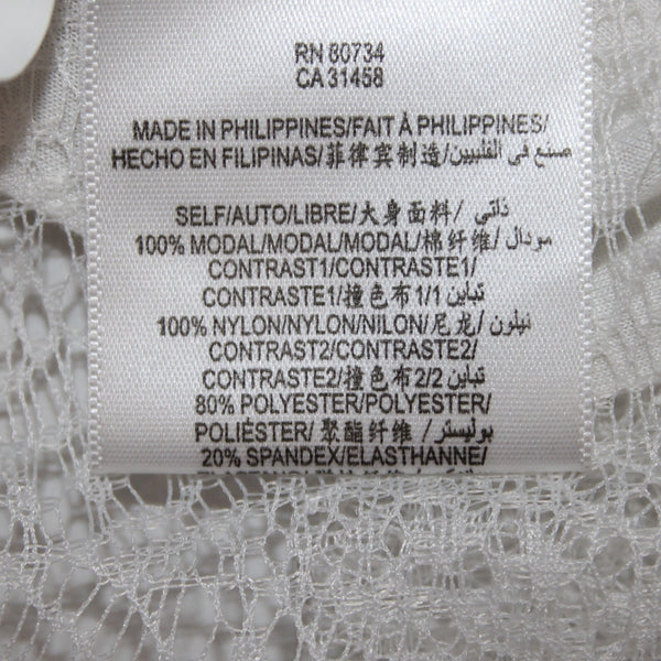 BCBG Maxazria Top Sz XXS White Lace Sleeves Lace Open Back Modal Nylon Top