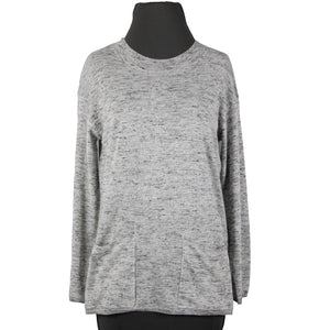 Max Studio Philomene NEW Sz XS Gray Multi Color Pockets Acrylic Nylon Linen Top