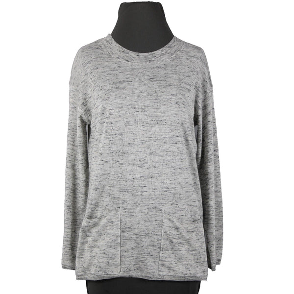 Max Studio Philomene NEW Sz XS Gray Multi Color Pockets Acrylic Nylon Linen Top