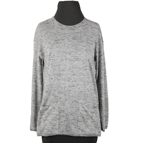 Max Studio Philomene NEW Sz XS Gray Multi Color Pockets Acrylic Nylon Linen Top