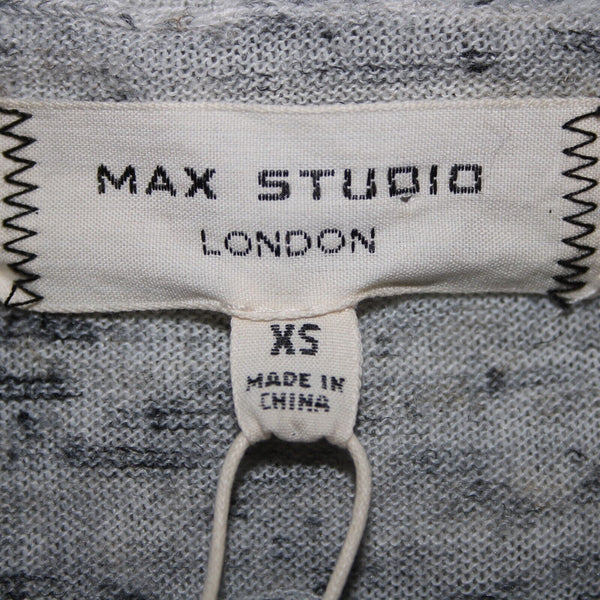 Max Studio Philomene NEW Sz XS Gray Multi Color Pockets Acrylic Nylon Linen Top