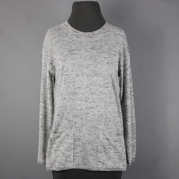 Max Studio Philomene NEW Sz XS Gray Multi Color Pockets Acrylic Nylon Linen Top