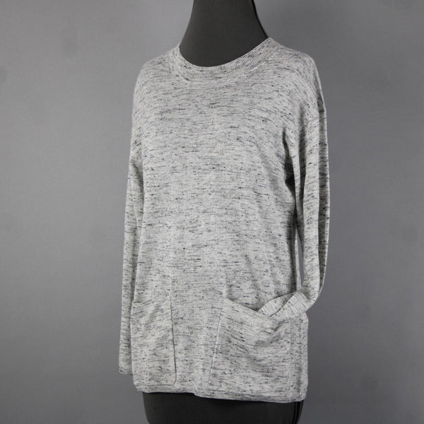 Max Studio Philomene NEW Sz XS Gray Multi Color Pockets Acrylic Nylon Linen Top