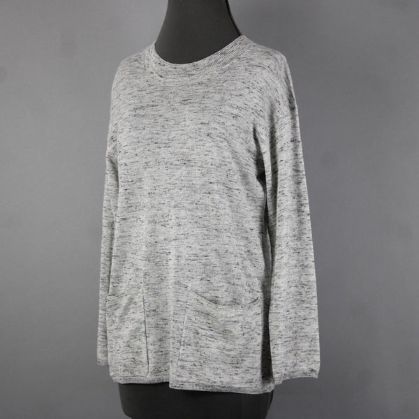 Max Studio Philomene NEW Sz XS Gray Multi Color Pockets Acrylic Nylon Linen Top