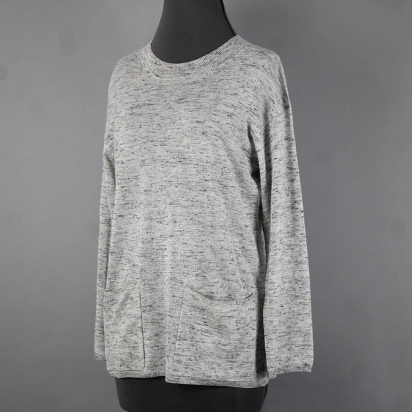 Max Studio Philomene NEW Sz XS Gray Multi Color Pockets Acrylic Nylon Linen Top
