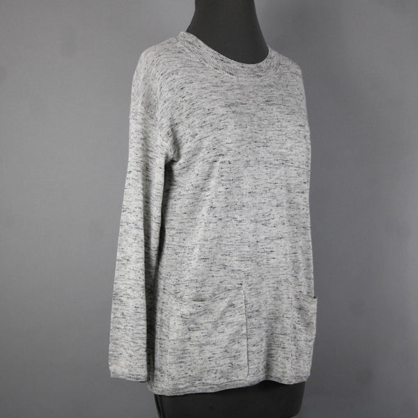 Max Studio Philomene NEW Sz XS Gray Multi Color Pockets Acrylic Nylon Linen Top