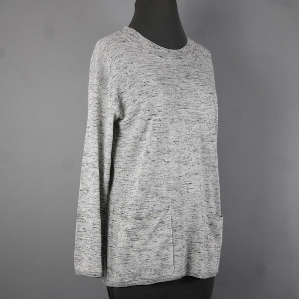Max Studio Philomene NEW Sz XS Gray Multi Color Pockets Acrylic Nylon Linen Top