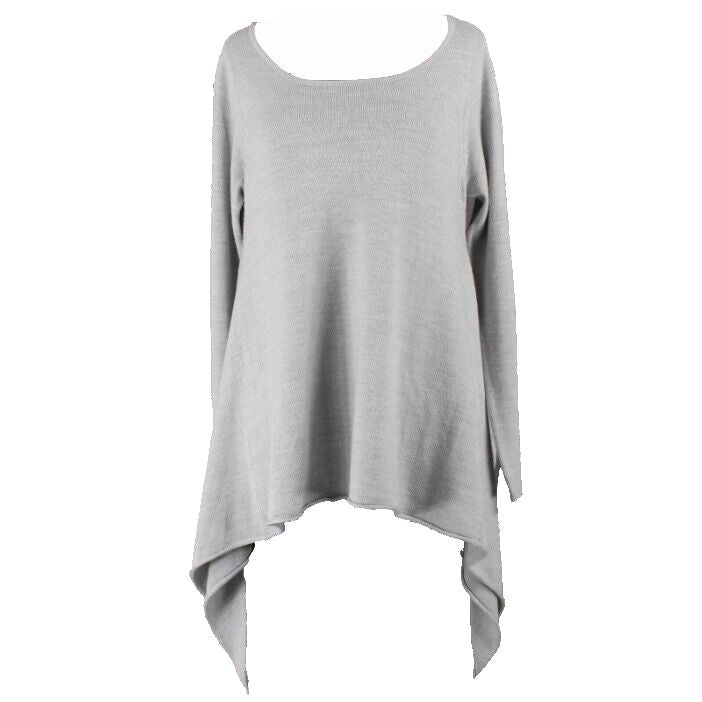 Design History Sz M Gray Asymmetric Pull Over Light Weight Acrylic Sweater Top