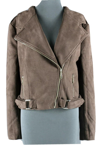 Romeo + Juliet Sz L Brown Gold Lined Polyester Blend Short Jacket