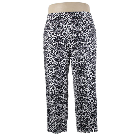 Saks Fifth NEW $190 Sport Sz 18 x 26 Black White Elastic Waist Cotton Pant