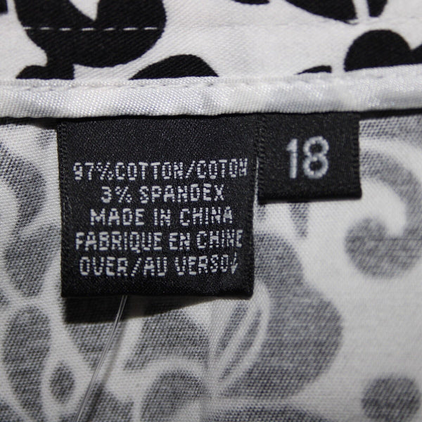Saks Fifth NEW $190 Sport Sz 18 x 26 Black White Elastic Waist Cotton Pant