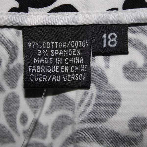 Saks Fifth NEW $190 Sport Sz 18 x 26 Black White Elastic Waist Cotton Pant