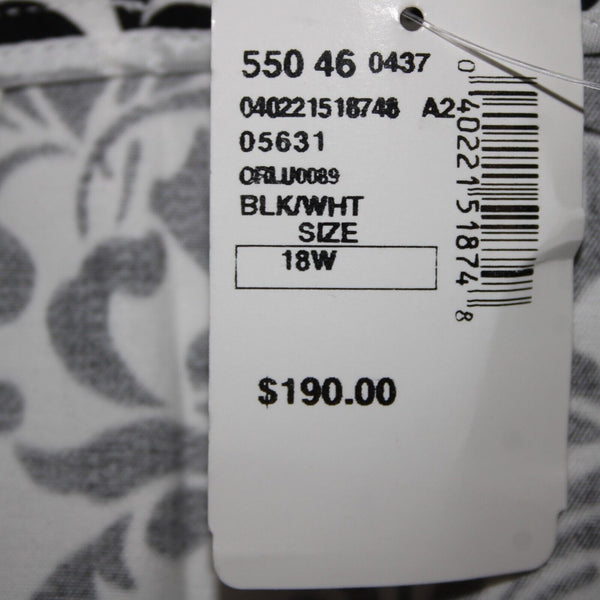 Saks Fifth NEW $190 Sport Sz 18 x 26 Black White Elastic Waist Cotton Pant