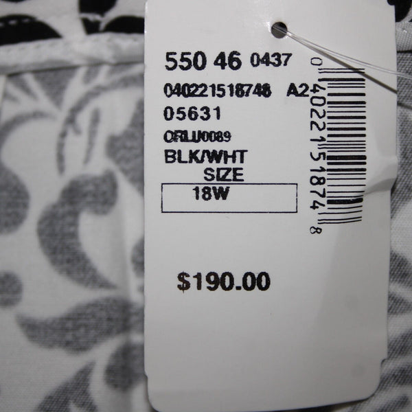 Saks Fifth NEW $190 Sport Sz 18 x 26 Black White Elastic Waist Cotton Pant